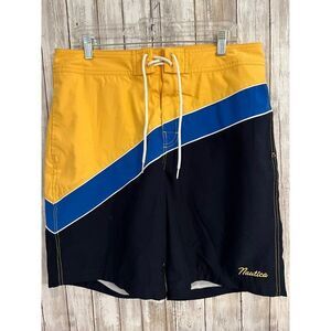 Nautica Adult Men's Yellow Blue Navy Classic Swimming Trunks 33W
